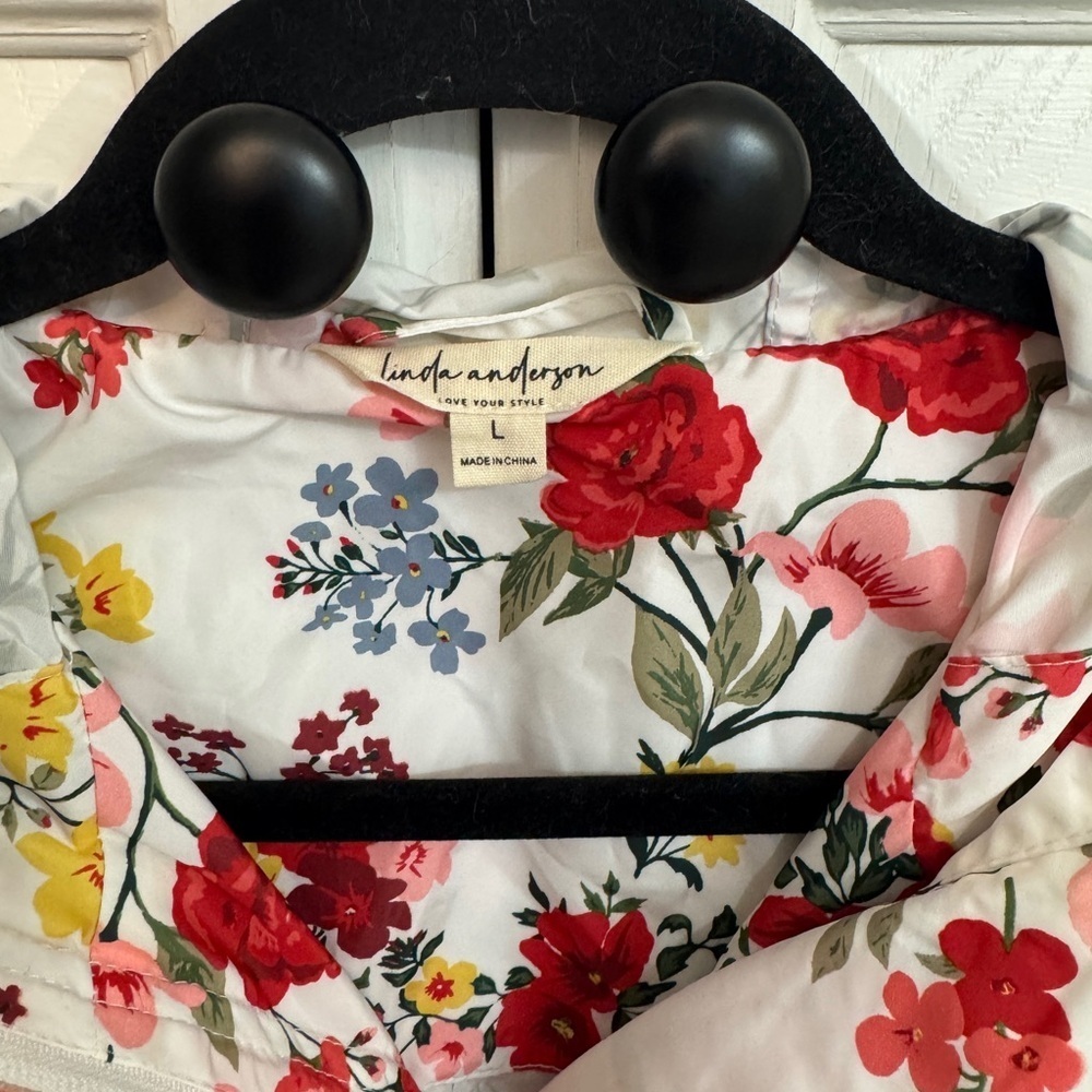 Floral Zippered Women's Spring Jacket. Cottagecore floral girly spring Size L - Picture 2 of 9